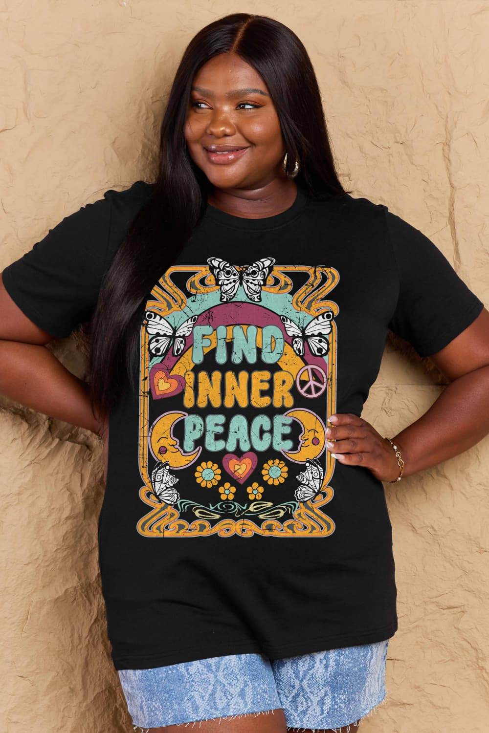 Simply Love Full Size FIND INNER PEACE Graphic Cotton T-Shirt - Hovatok
