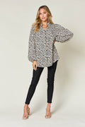Double Take Full Size Leopard Long Sleeve Blouse - Hovatok