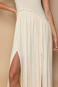 POL Sleeveless Back Zipper Front Slit Maxi Dress - Hovatok