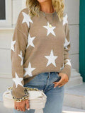 Angel Wings Star Round Neck Dropped Shoulder Sweater - Hovatok