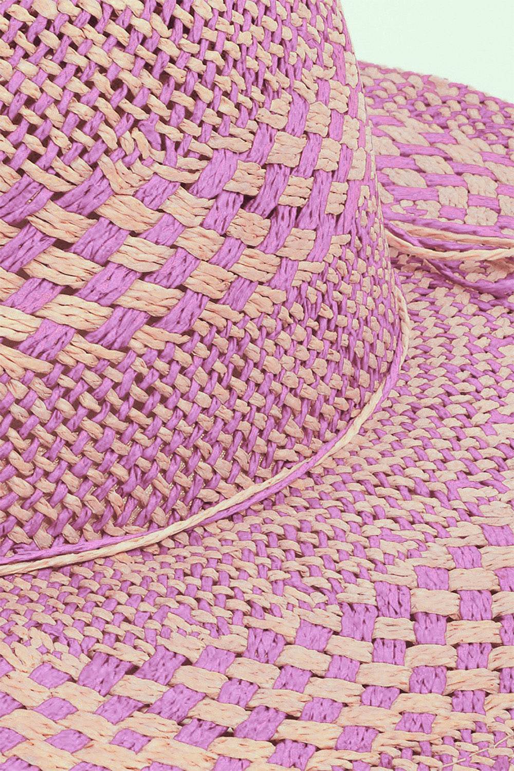 Fame Checkered Straw Weave Sun Hat - Hovatok