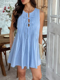 Devine Pleated Sleeveless Mini Dress - Hovatok