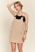 ADORA Adjustable Wide Strap Square Neck Overall Dress - Hovatok