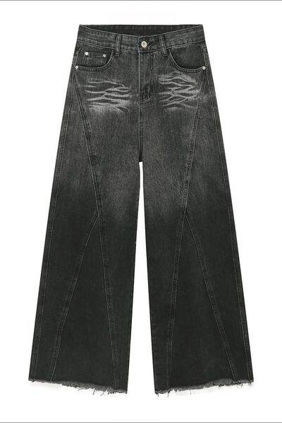 Raw Hem Jeans with Pockets - Hovatok