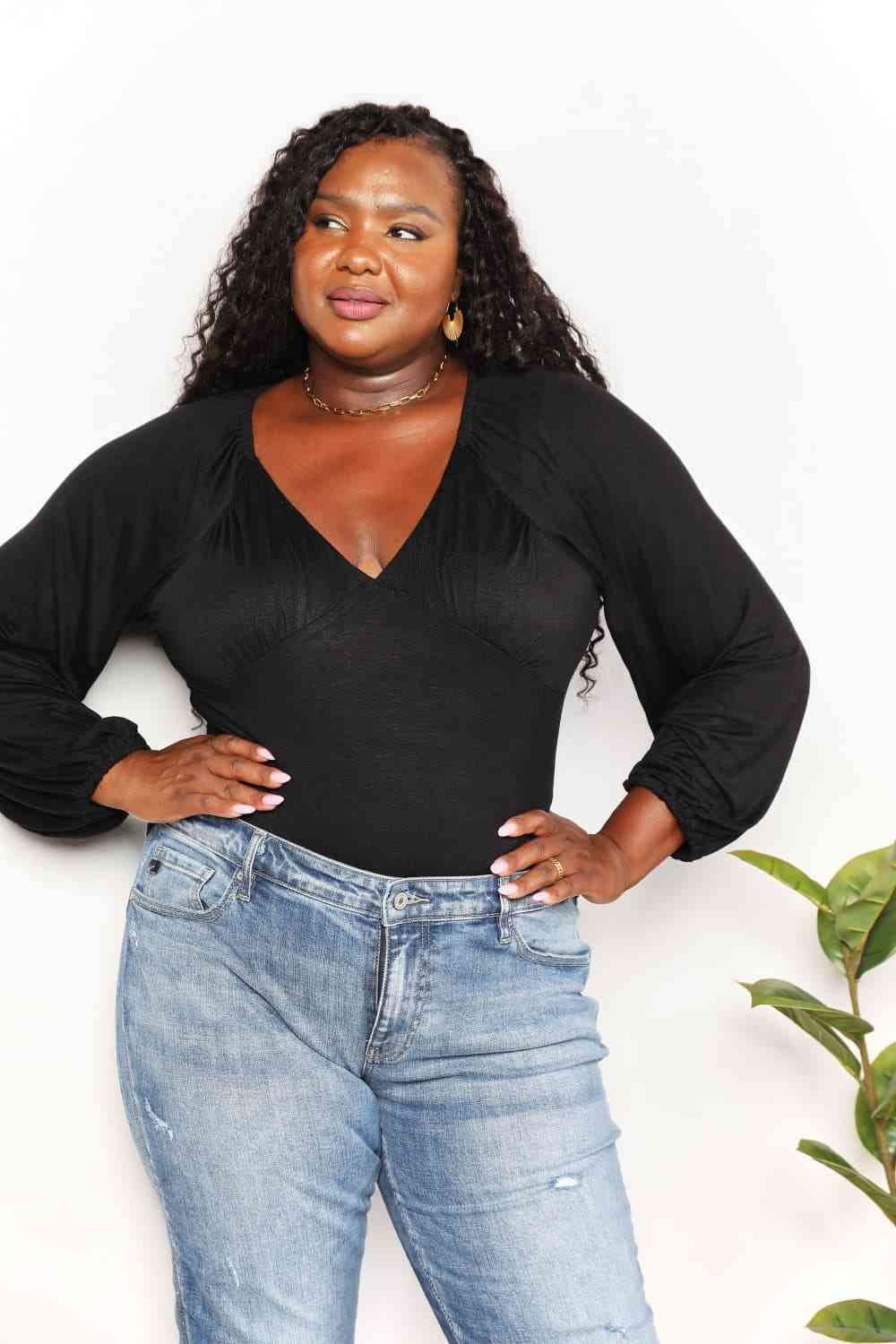 Culture Code Full Size V- Neck Bodysuit - Hovatok