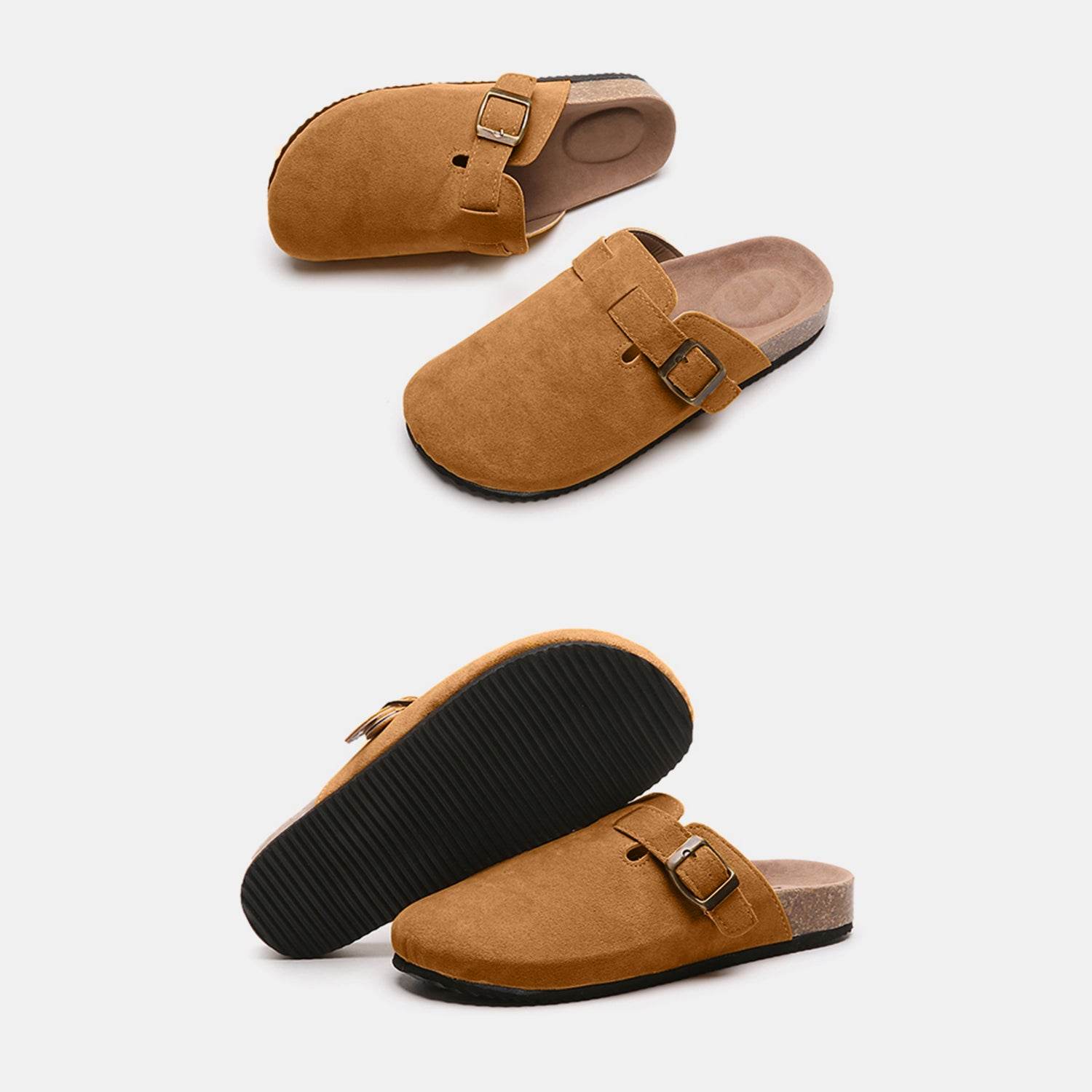 Suede Closed Toe Buckle Slide - Hovatok