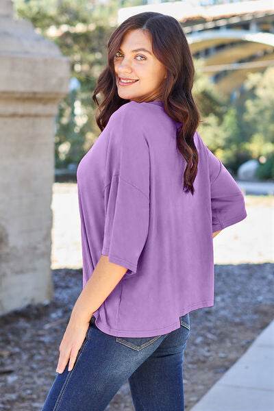 Basic Bae Bamboo Full Size Round Neck Drop Shoulder T-Shirt - Hovatok