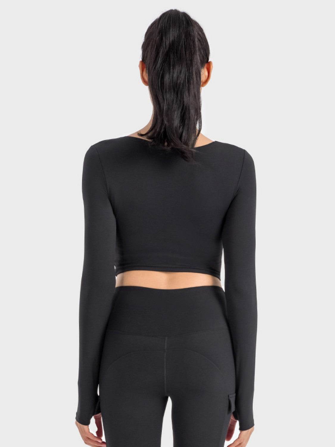Millennia Ruched Cropped Long Sleeve Sports Top - Hovatok