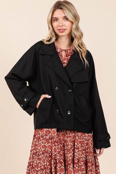 Mittoshop Double Breasted Long Sleeve Trench Coat Jacket - Hovatok