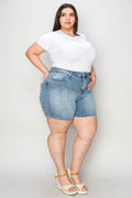Judy Blue Full Size High Waist Raw Hem Denim Shorts - Hovatok