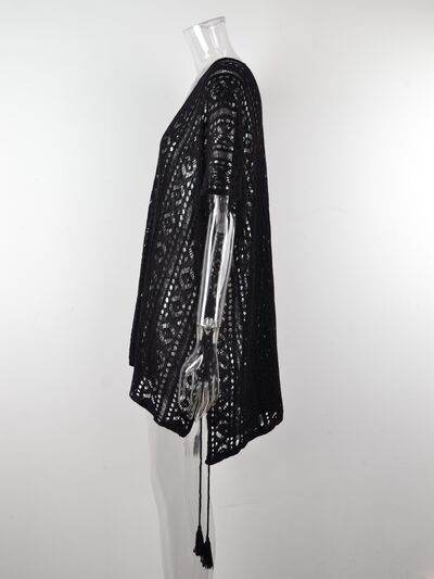 Angel Wings Cutout V-Neck Cover-Up with Tassel - Hovatok