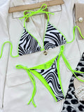 Zebra Print Halter Neck Bikini Set - Hovatok