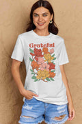 Simply Love Full Size GRATEFUL Flower Graphic Cotton T-Shirt - Hovatok