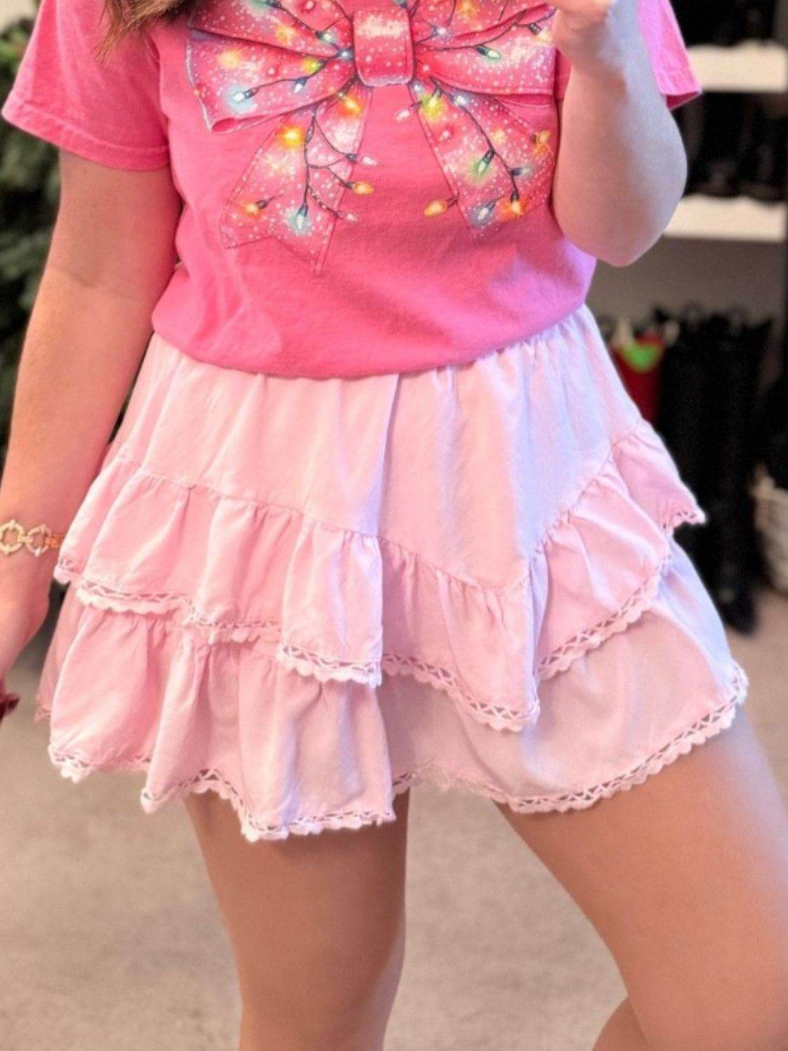 Lovelet Lace Detail Layered Skirt - Hovatok