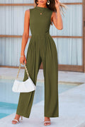 Mock Neck Sleeveless Wide Leg Jumpsuit - Hovatok