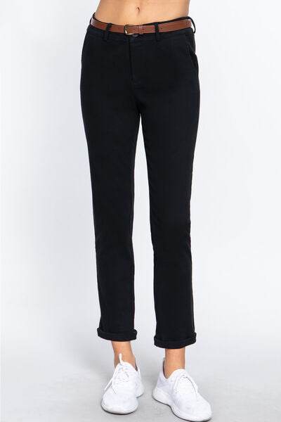 ACTIVE BASIC Cotton-Span Twill Straight Pants - Hovatok