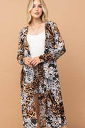 And The Why Leopard Kimono Open Front Longline Cardigan - Hovatok
