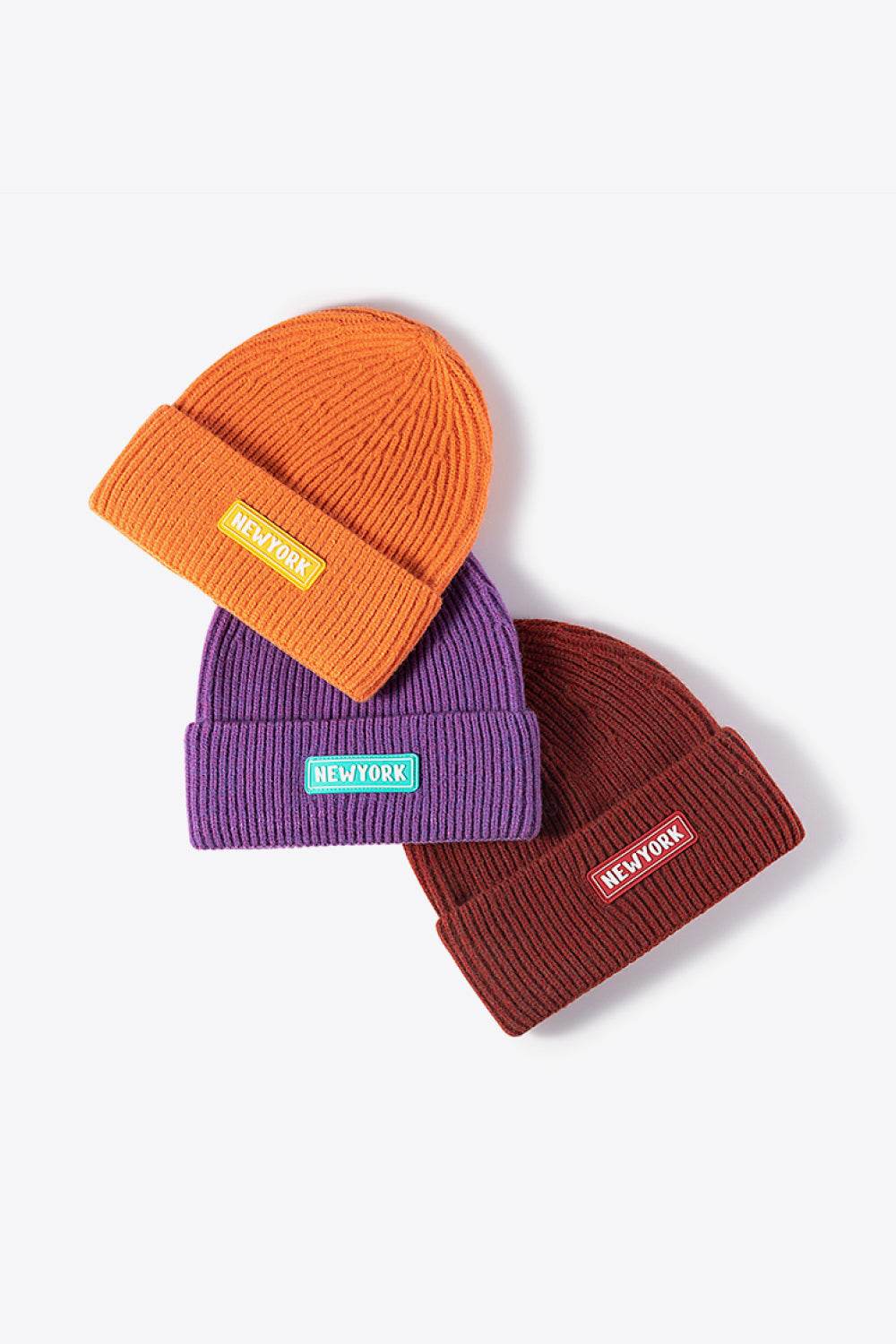 NEWYORK Patch Rib-Knit Cuffed Beanie - Hovatok