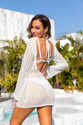 Angel Wings Openwork Backless Round Neck Cover Up - Hovatok