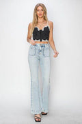 Risen Full Size High Rise Front Patch Pocket Flare Jeans - Hovatok