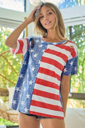 BiBi American Flag Theme Short Sleeve T-Shirt - Hovatok