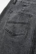 Raw Hem Midi Denim Skirt with Pockets - Hovatok