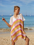 Angel Wings Cutout Striped Cover-Up with Tassel - Hovatok