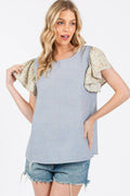 Ces Femme Round Neck Floral Short Sleeve Top - Hovatok