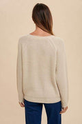Annie Wear HELLO Embroidered Raglan Sleeve Sweater - Hovatok