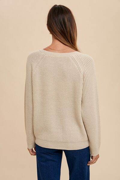 Annie Wear HELLO Embroidered Raglan Sleeve Sweater - Hovatok