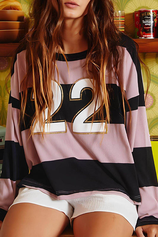 High-Low Color Block Round Neck Long Sleeve T-Shirt - Hovatok