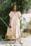 Annie Wear Smocked Puff Sleeve Midi Dress - Hovatok