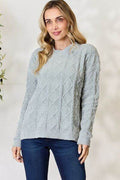 BiBi Cable Knit Round Neck Sweater - Hovatok