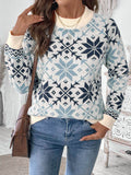 Perfee Graphic Round Neck Long Sleeve Sweater - Hovatok