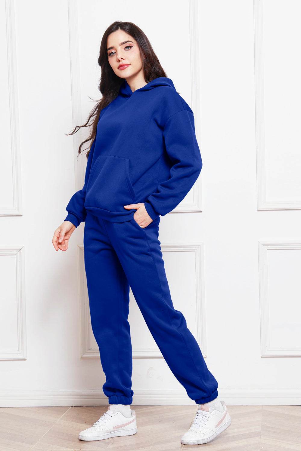 Drop Shoulder Long Sleeve Hoodie and Pants Set - Hovatok