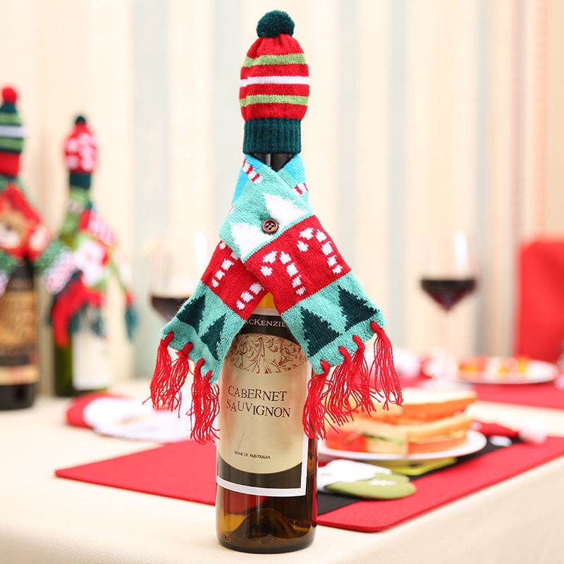 Christmas Hat and Scarf Wine Bottle Decoration - Hovatok