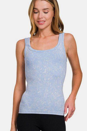 Zenana Ribbed Scoop Neck Tank - Hovatok