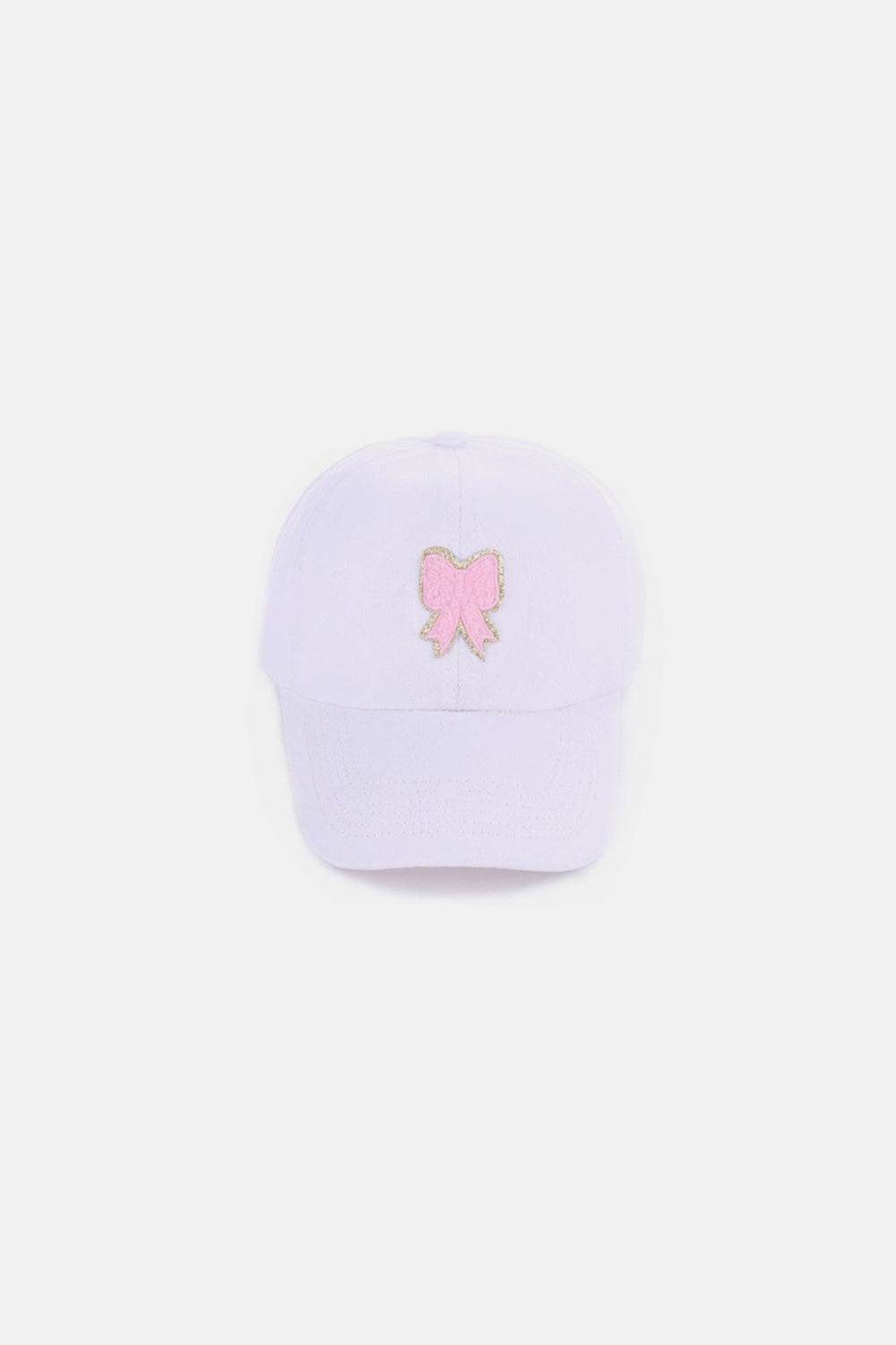 Zenana Ribbon Bow Chenille Patch Baseball Cap - Hovatok