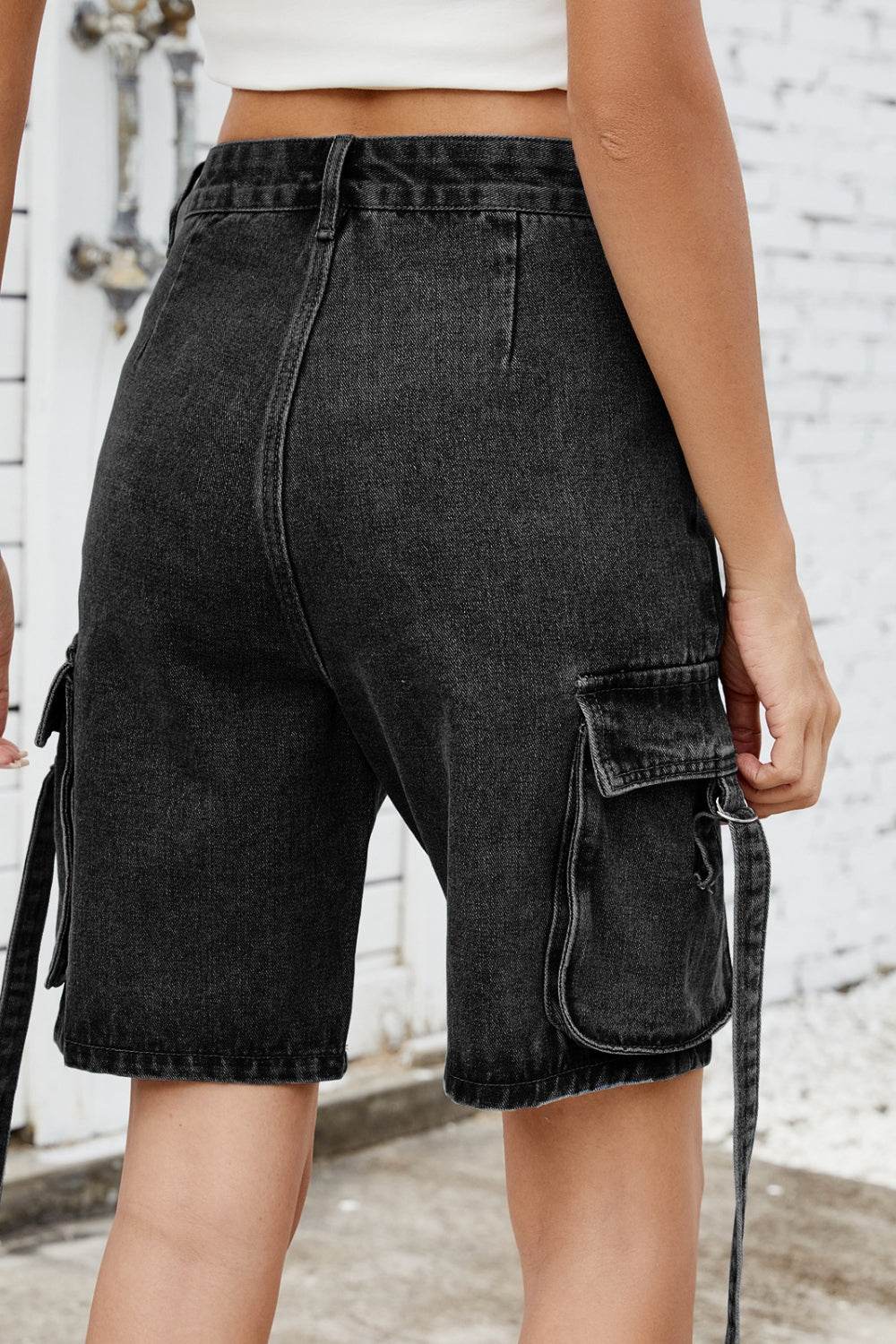 Washed Cargo Denim Shorts - Hovatok