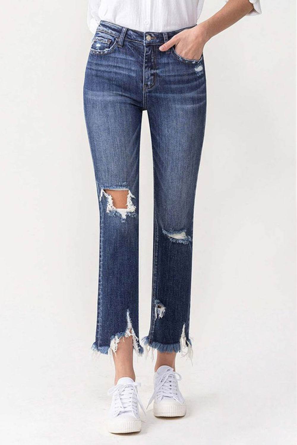 Lovervet Jackie Full Size High Rise Crop Straight Leg Jeans - Hovatok