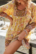 Devine Printed Tie Neck Mini Dress - Hovatok