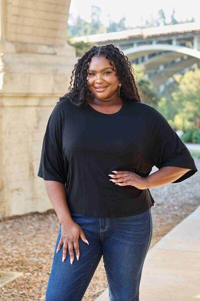 Basic Bae Full Size Round Neck Drop Shoulder T-Shirt - Hovatok
