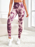 Tie-Dye Wide Waistband Active Leggings - Hovatok