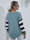 Leopard Striped Waffle-Knit Top - Hovatok