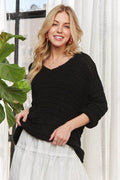 ADORA V-Neck Drop Shoulder Long Sleeve Sweater - Hovatok