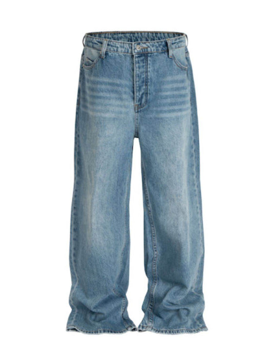 Men's Wide Straight Jeans with Pockets - Hovatok