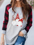 Full Size Graphic Plaid Round Neck Long Sleeve T-Shirt - Hovatok