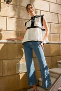Annie Wear Contrast Trim Peplum Button Detail Blouse - Hovatok