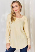Basic Bae Full Size Ribbed Round Neck Slit T-Shirt - Hovatok