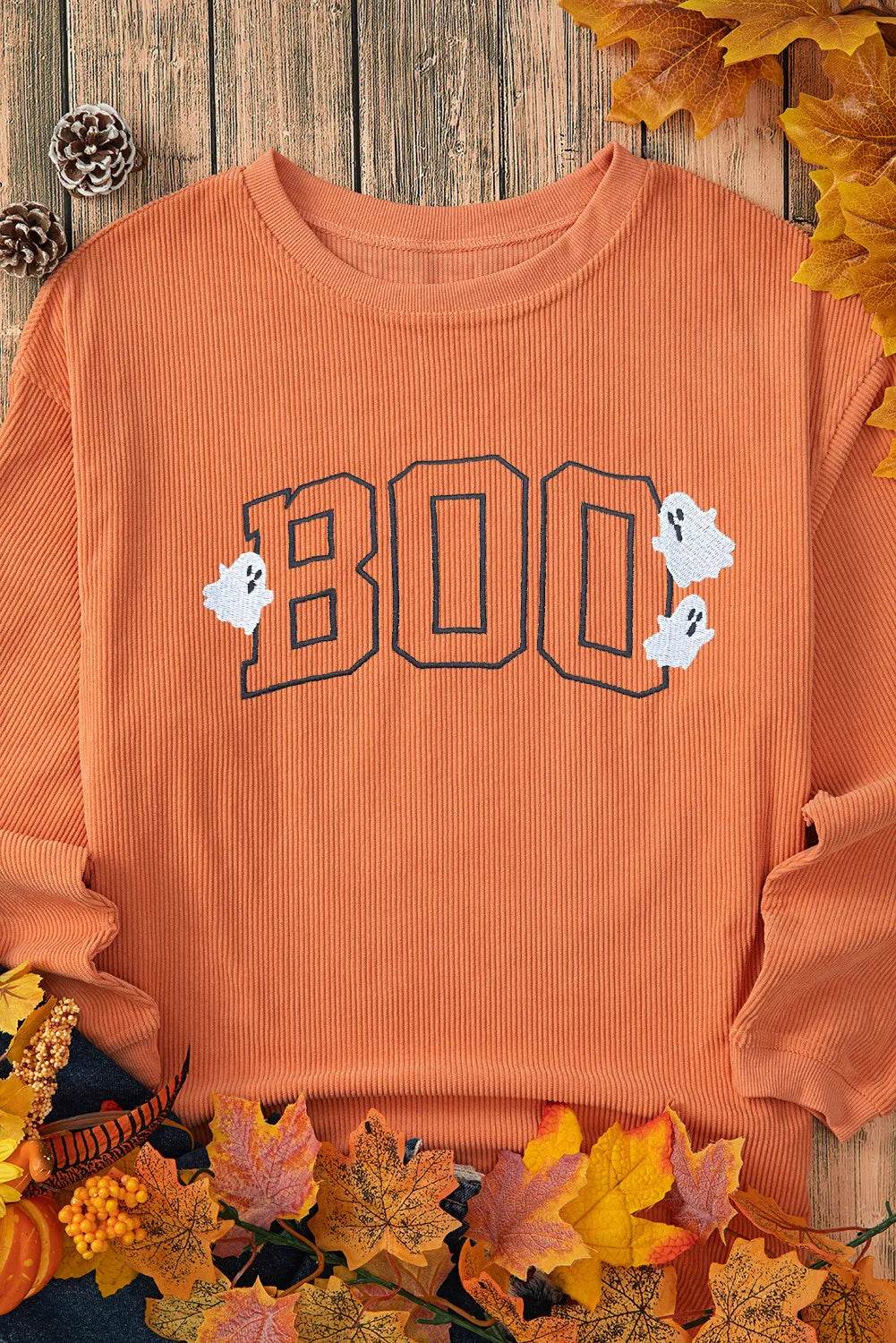 BOO Round Neck Long Sleeve Sweatshirt - Hovatok